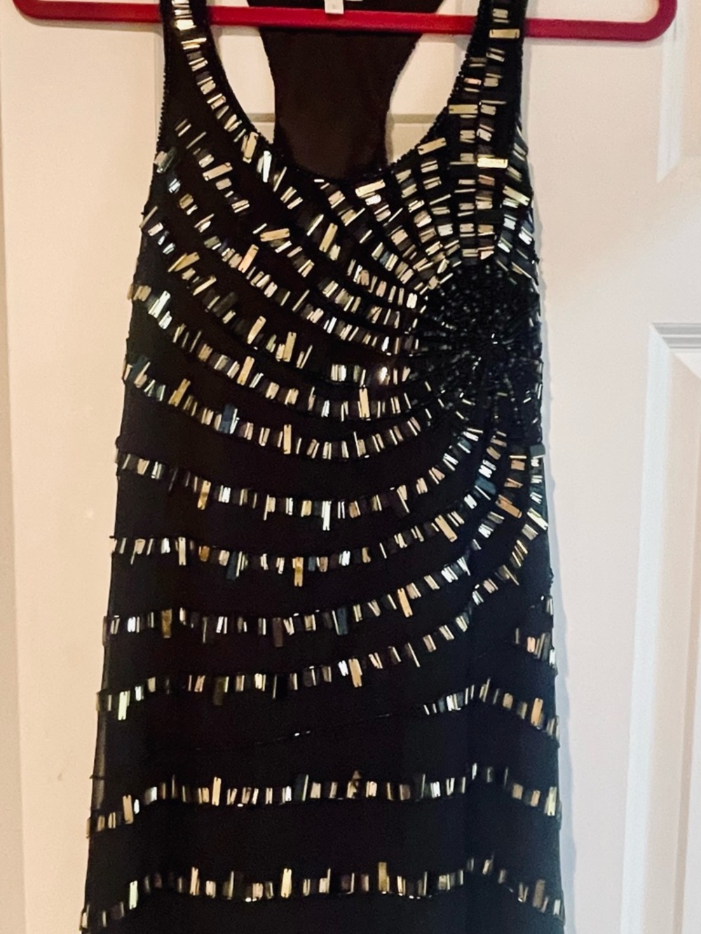 Parker Black Mini Dress with Gold Sequin Accents